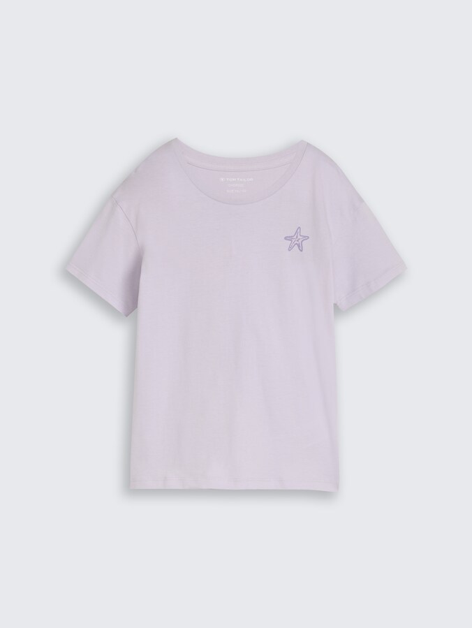 Oversize T-Shirt mit Rückenprint von Mini Girls, cool lilac