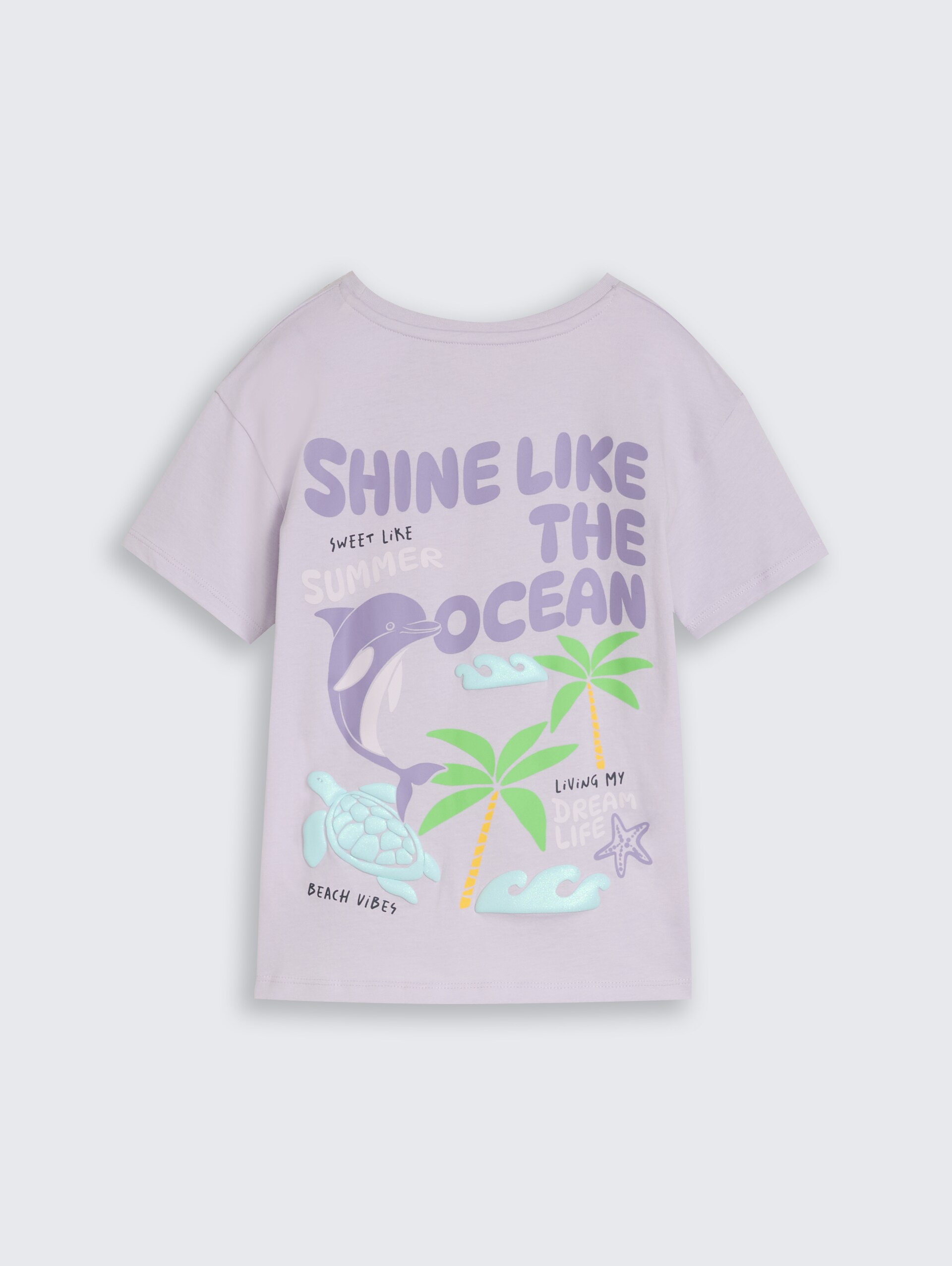Oversized T-shirt met print op de rug - cool lilac