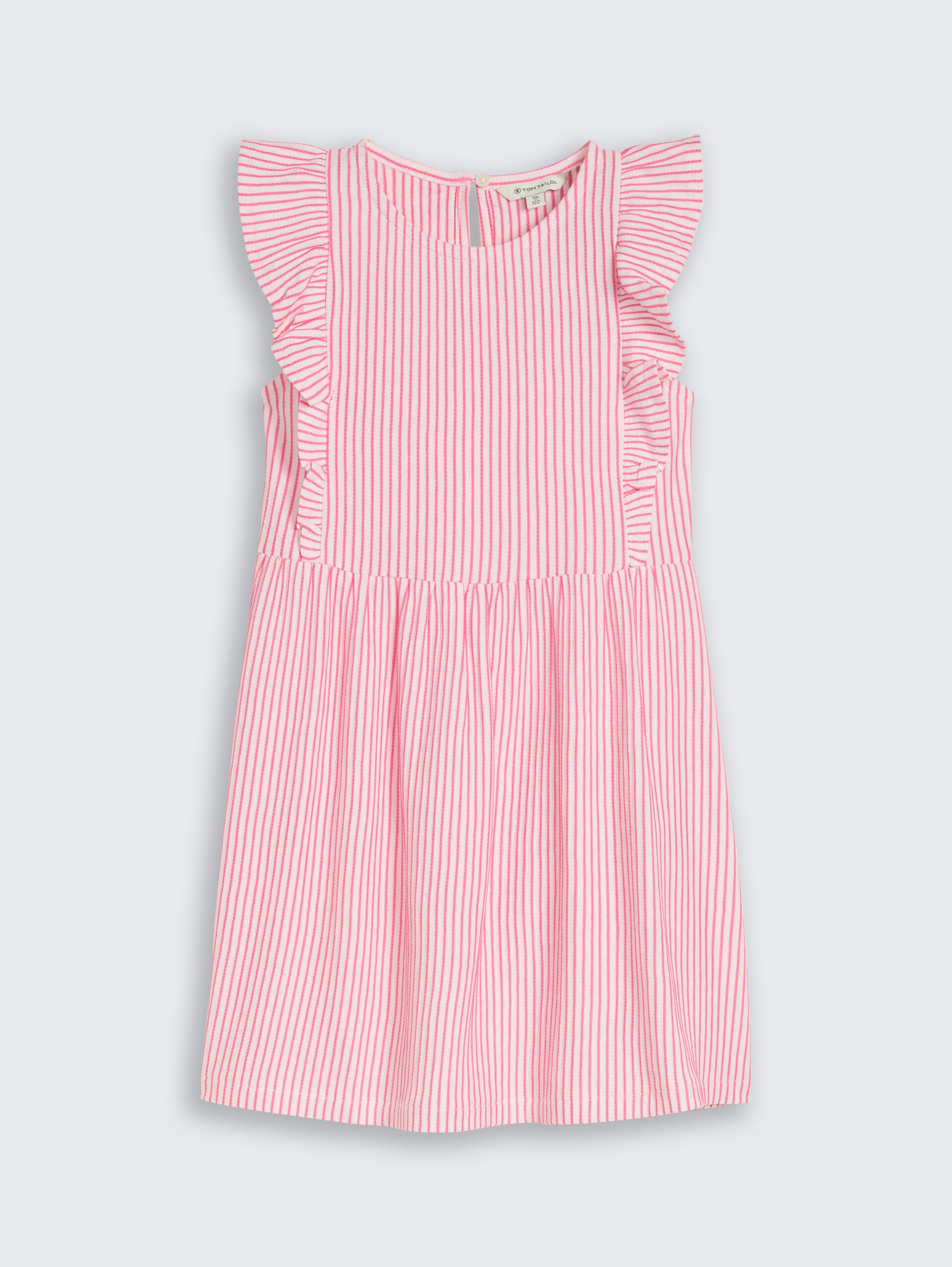 Mini-Kleid mit Streifenmuster - vertical pink white stripe - Vorder-Produkt-Ansicht