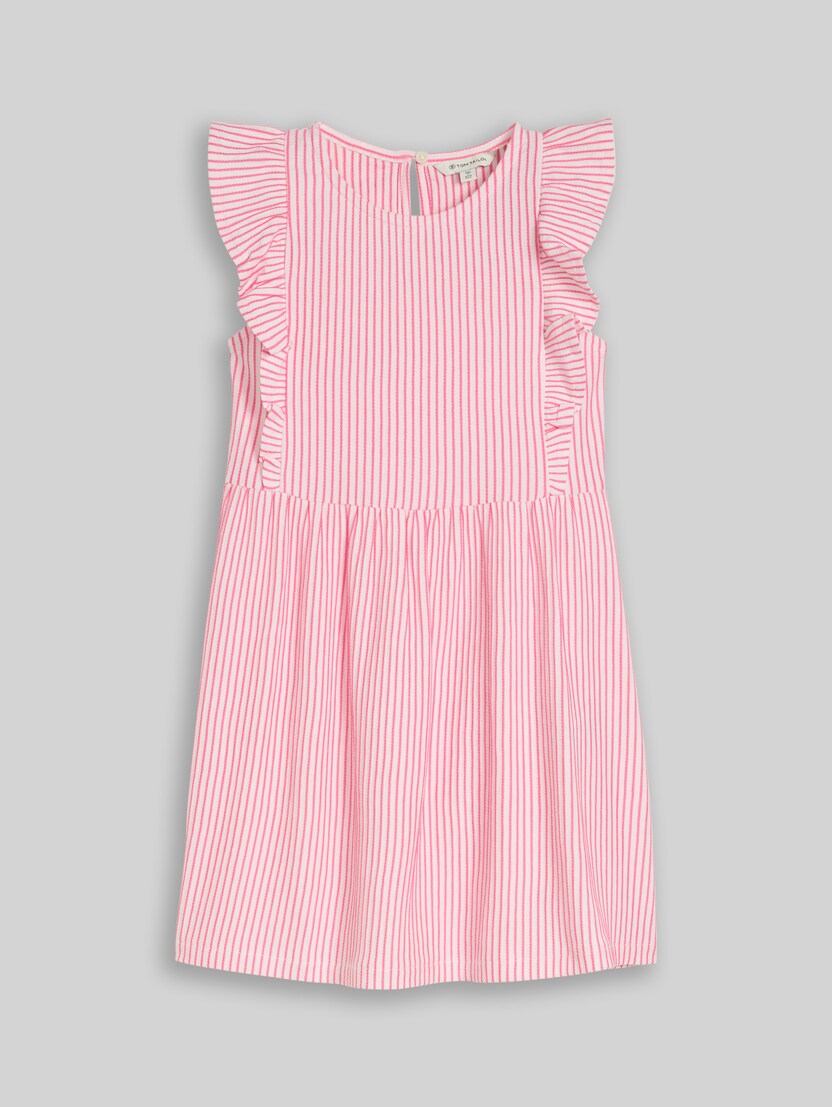 Mini dress with striped pattern by Mini Girls, vertical pink white stripe