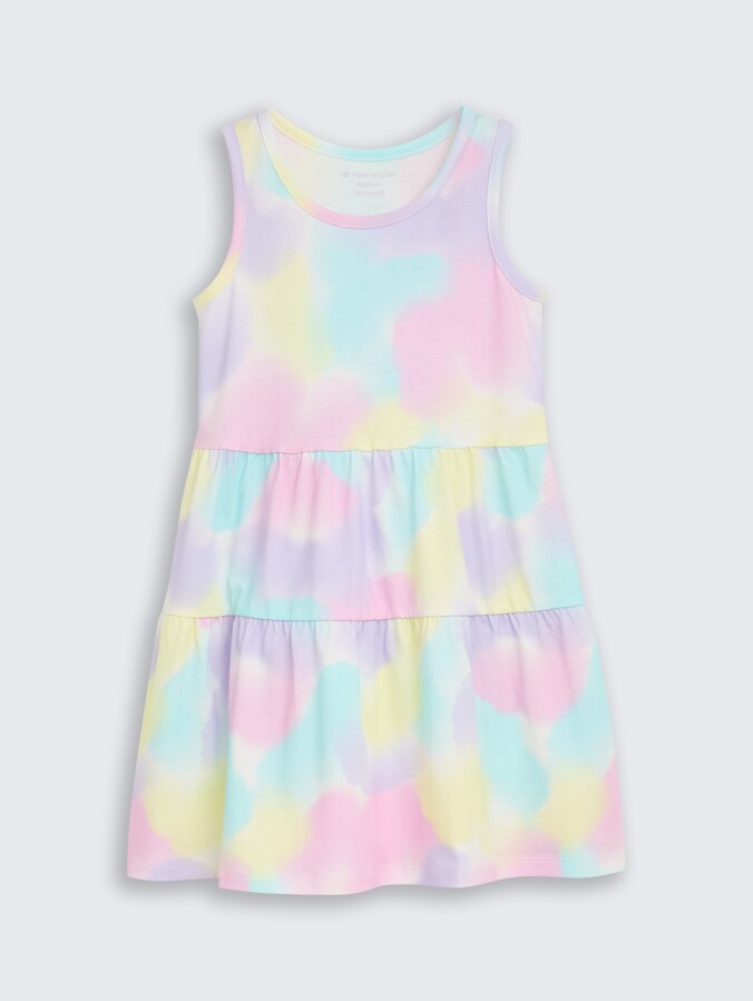 Mini-Kleid mit Batikmuster von Mini Girls, rainbow watercolor print