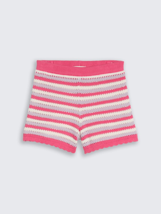Korte broek met streepmotief door Mini Girls, pink lilac stripe design