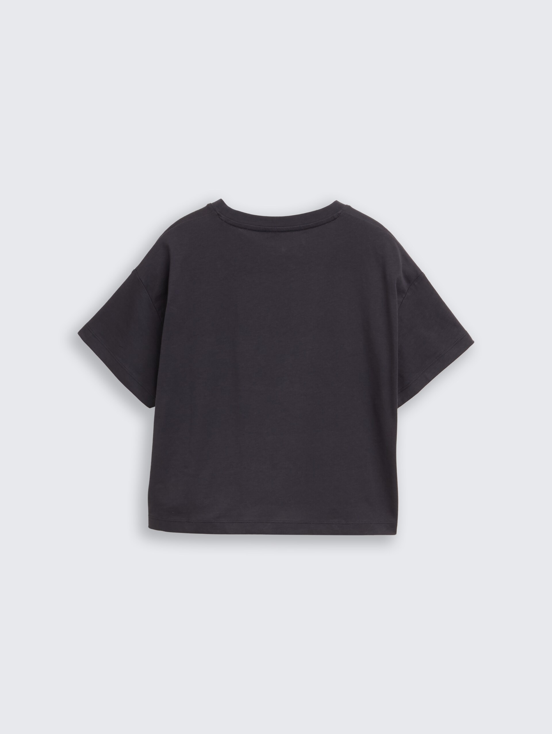 Cropped T-shirt met glitterprint - coal grey