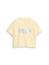 Niet geselecteerd, Cropped T-shirt met glitterprint door Tom Tailor, geel