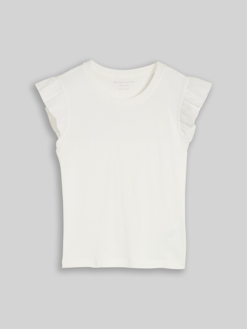 Ripp Top mit Volant von Teen Girls, Whisper White