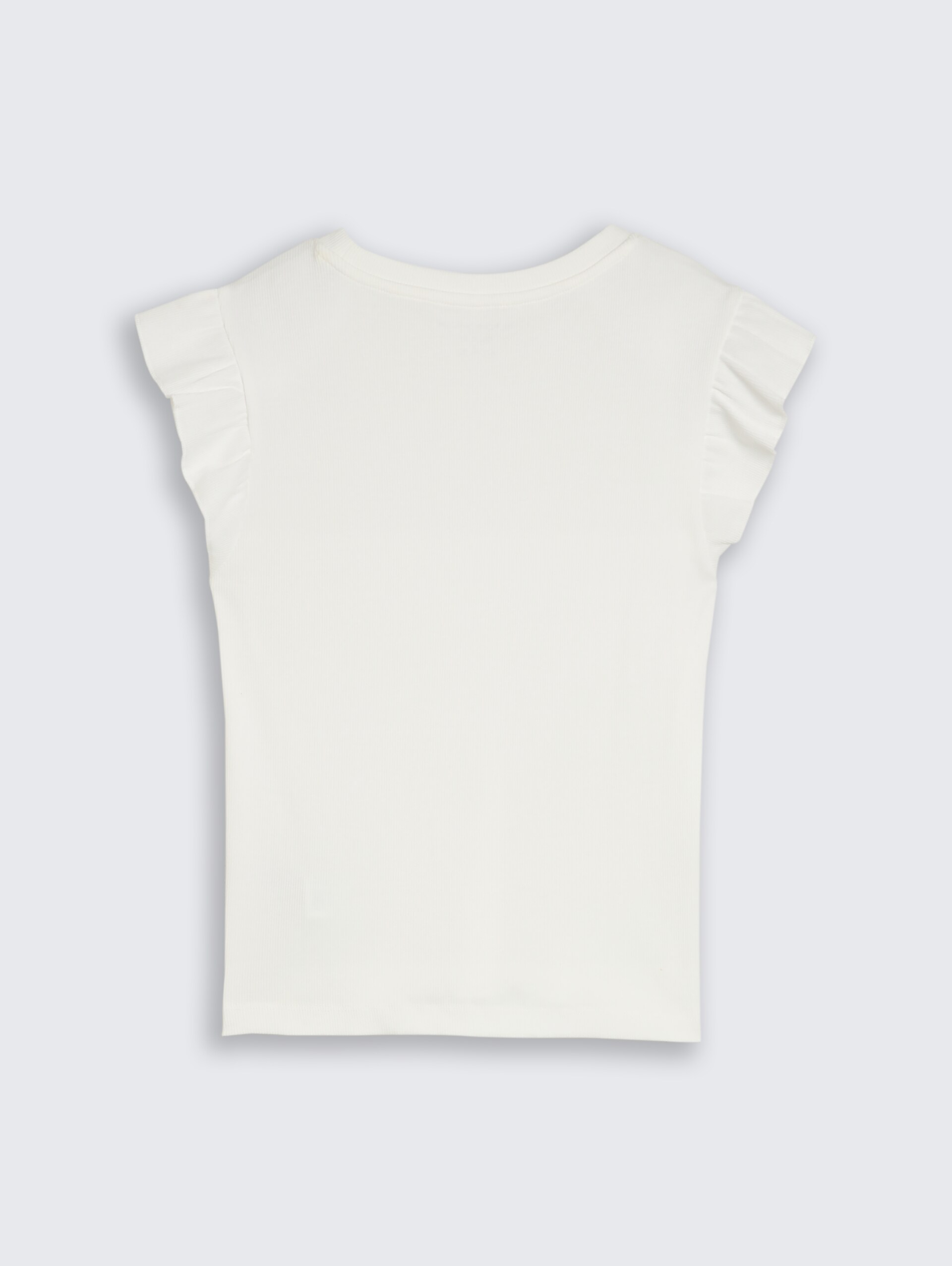 Geribbeld topje met volant - Whisper White