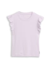 Geselecteerd, Geribbeld topje met volant door Tom Tailor, paars