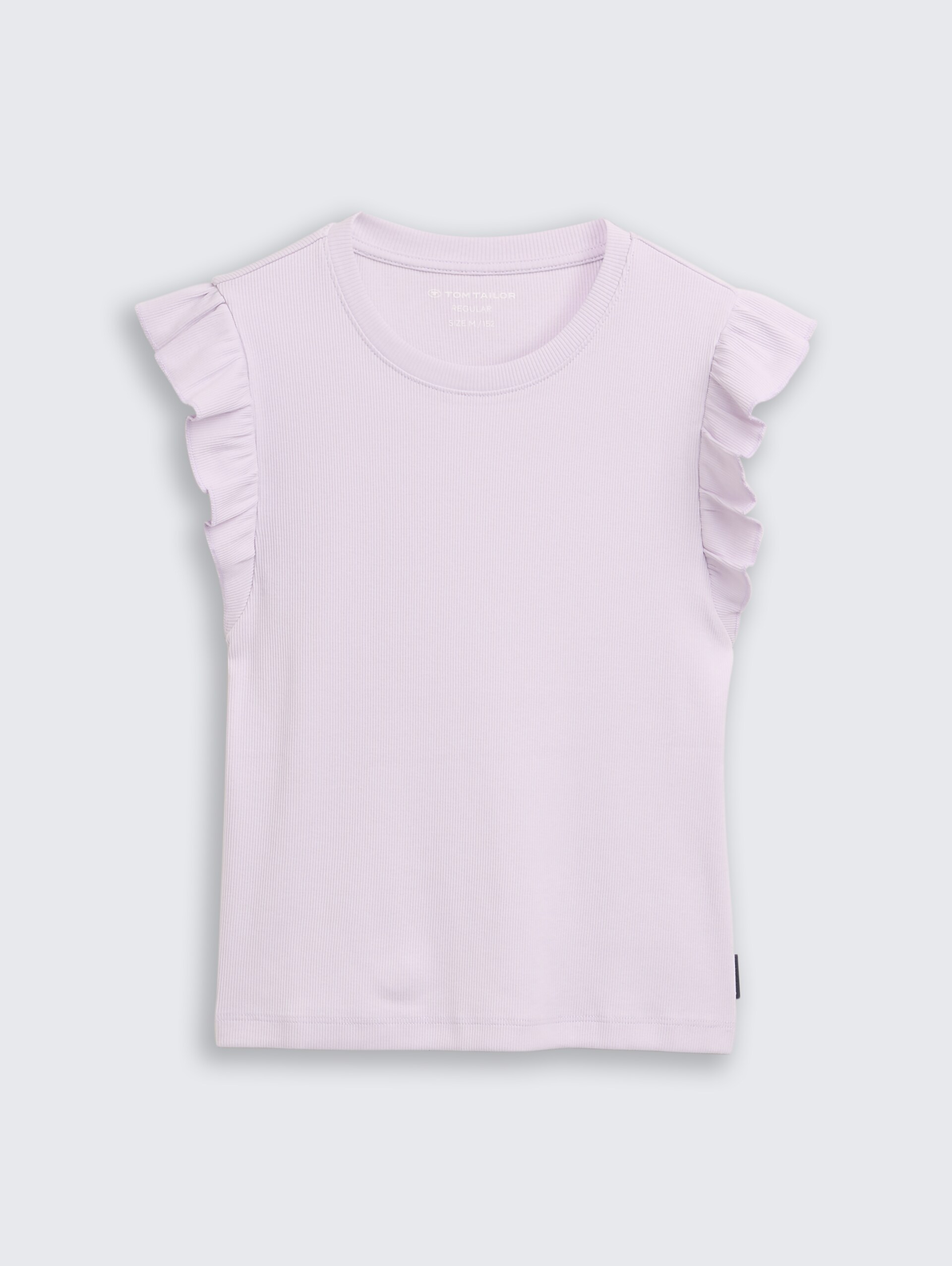 Geribbeld topje met volant - cool lilac - Product vooraanzicht