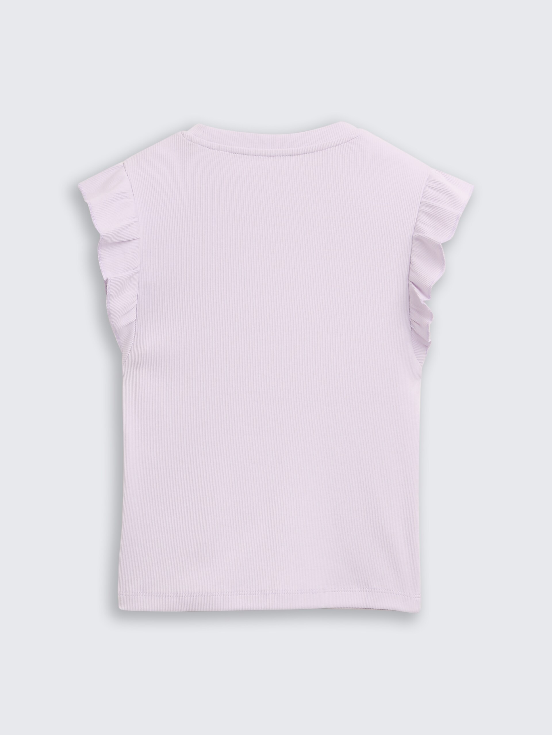 Geribbeld topje met volant - cool lilac