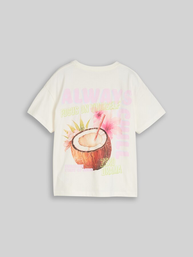 Oversized T-shirt with back print by Teen Girls, Whisper White