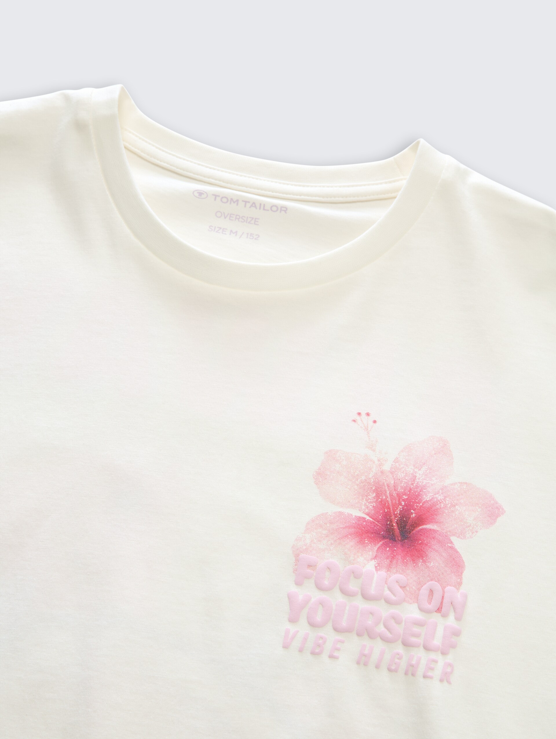 Oversized T-shirt met print op de rug - Whisper White - Detailaanzicht model