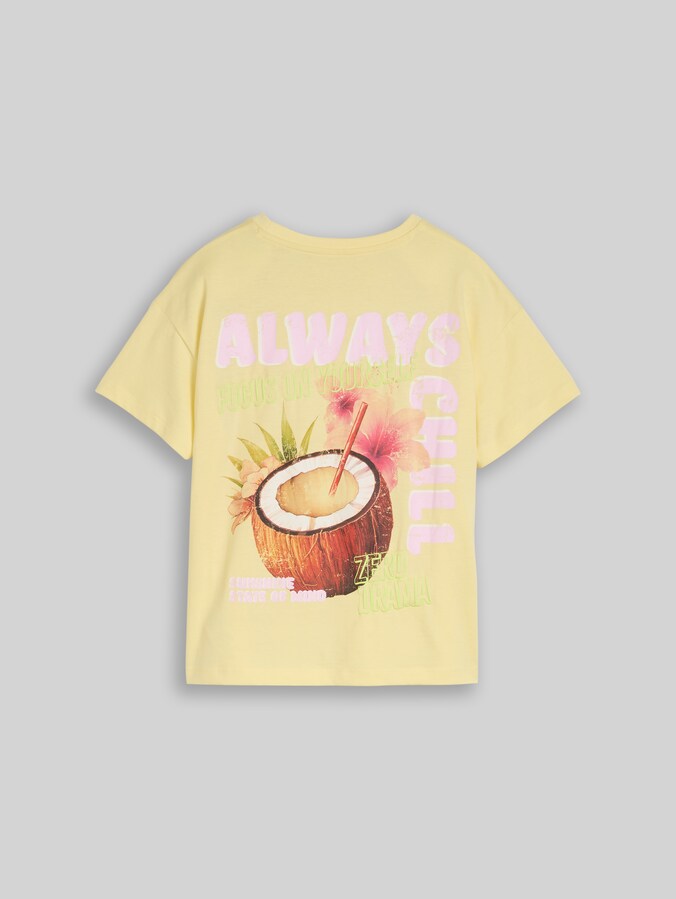 Oversized T-shirt with back print by Teen Girls, light yellow