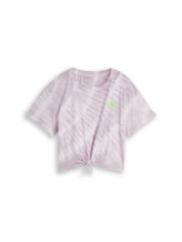 Geselecteerd, Cropped batik T-shirt met knoopdetail door Tom Tailor, paars