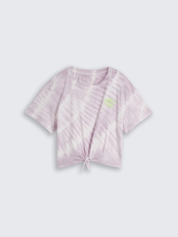 T-shirt court batik avec détail noué par Teen Girls, soft lilac tie dye