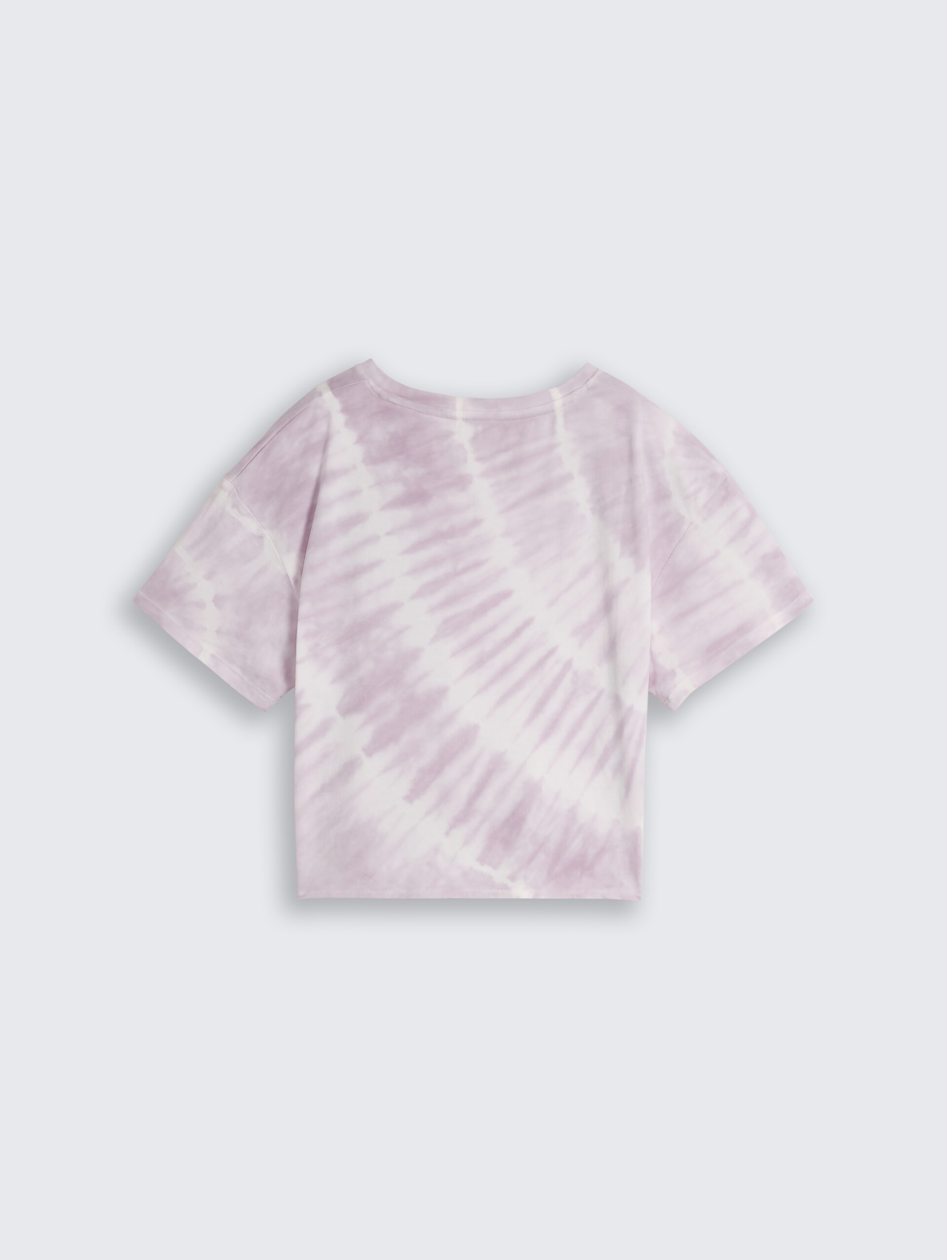 Cropped batik T-shirt met knoopdetail - soft lilac tie dye