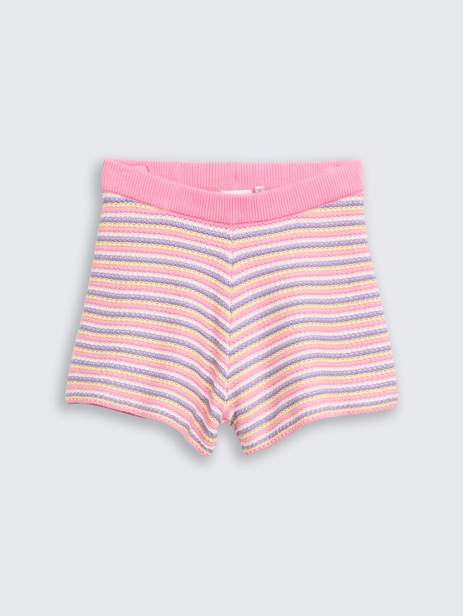 Shorts in gehaakte look door Teen Girls, multicolor knitted stripe