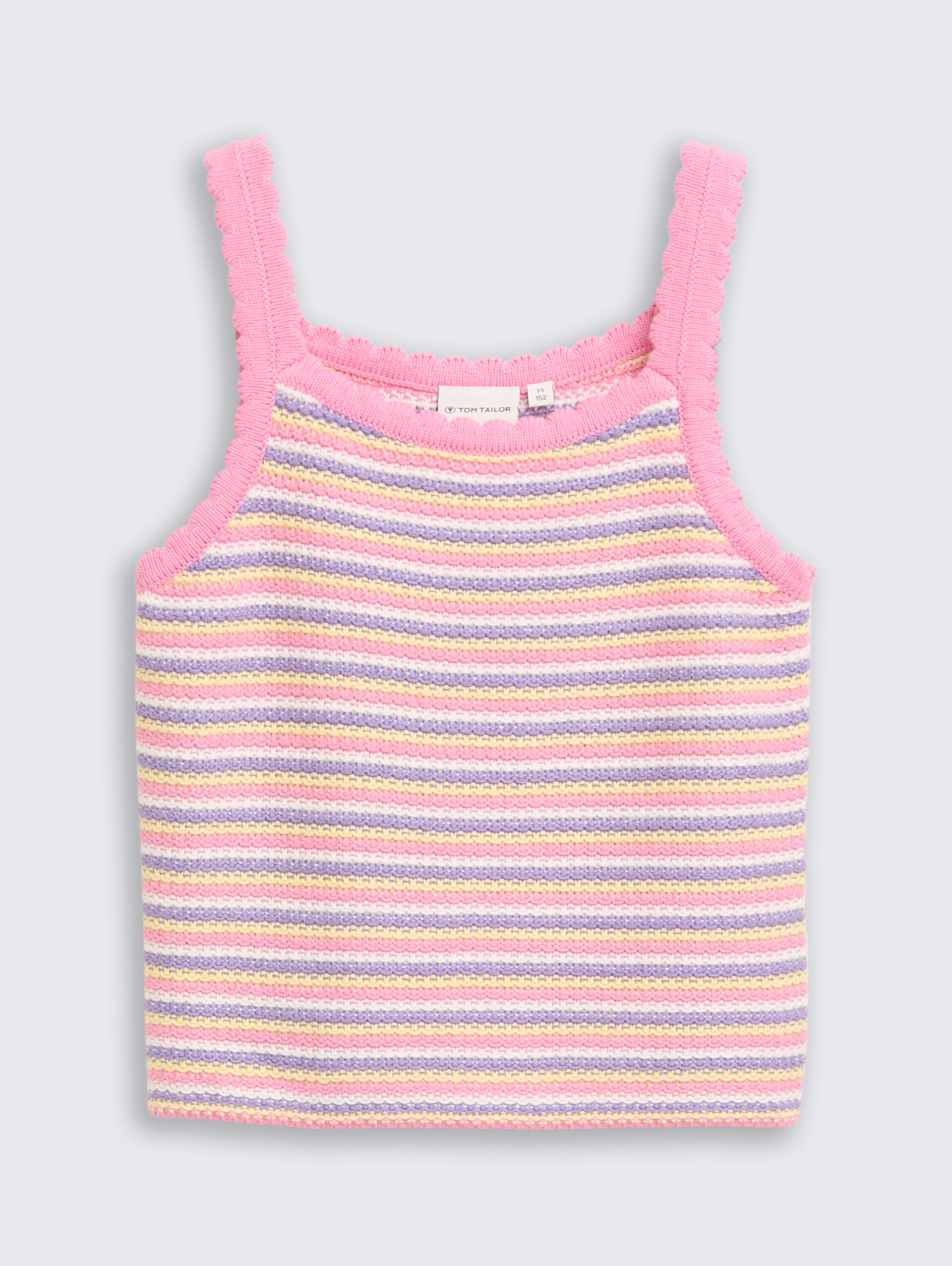 Top in gehaakte look - multicolor knitted stripe