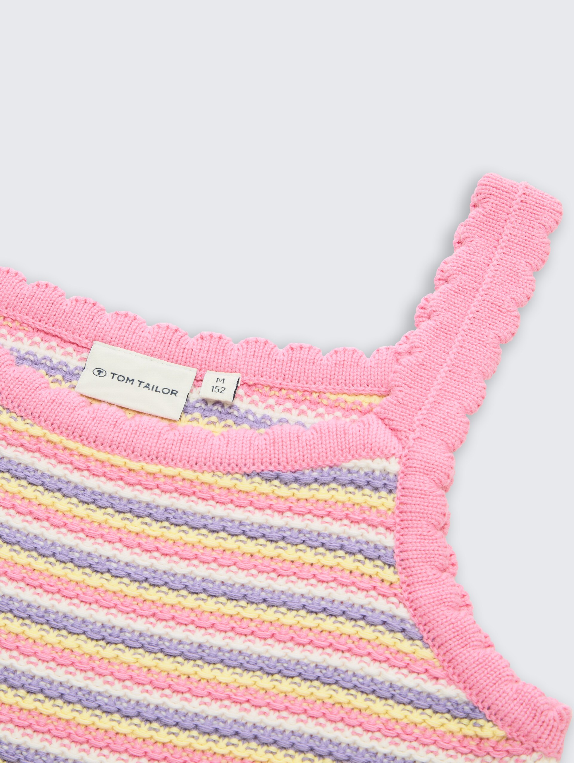 Top in gehaakte look - multicolor knitted stripe - Detailaanzicht model