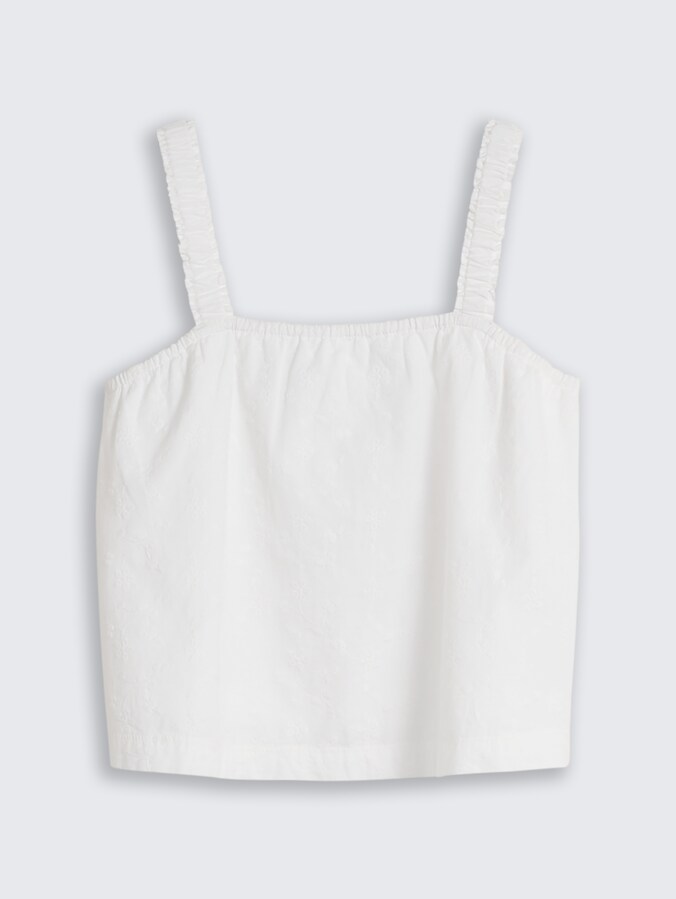 Cropped top met borduursel door Teen Girls, White