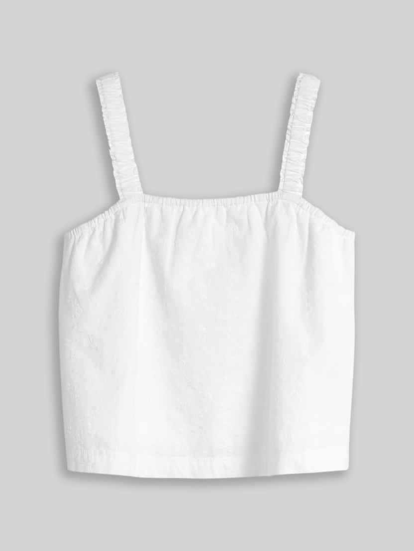 Cropped Top mit Lochstickerei von Teen Girls, White