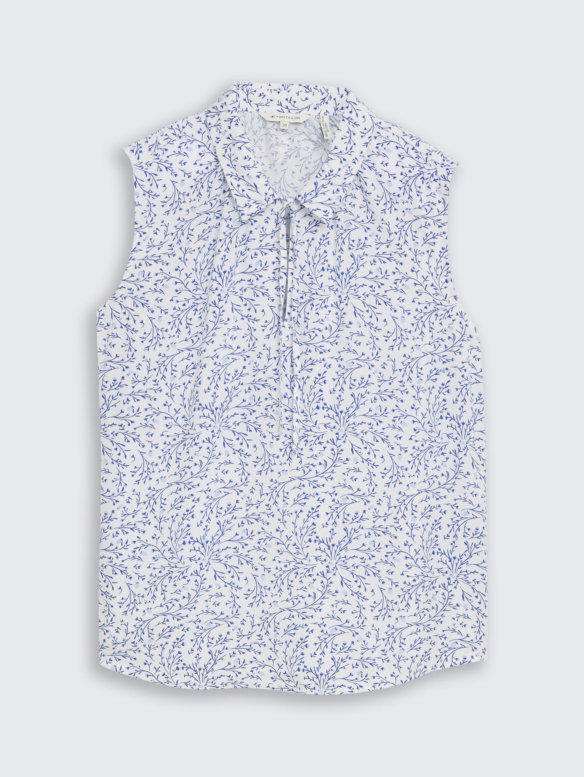 Blouse met patroon - white small leaves design - Product vooraanzicht