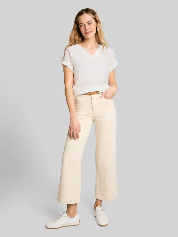 Loose Fit Bluse mit V-Ausschnitt von Women, Whisper White
