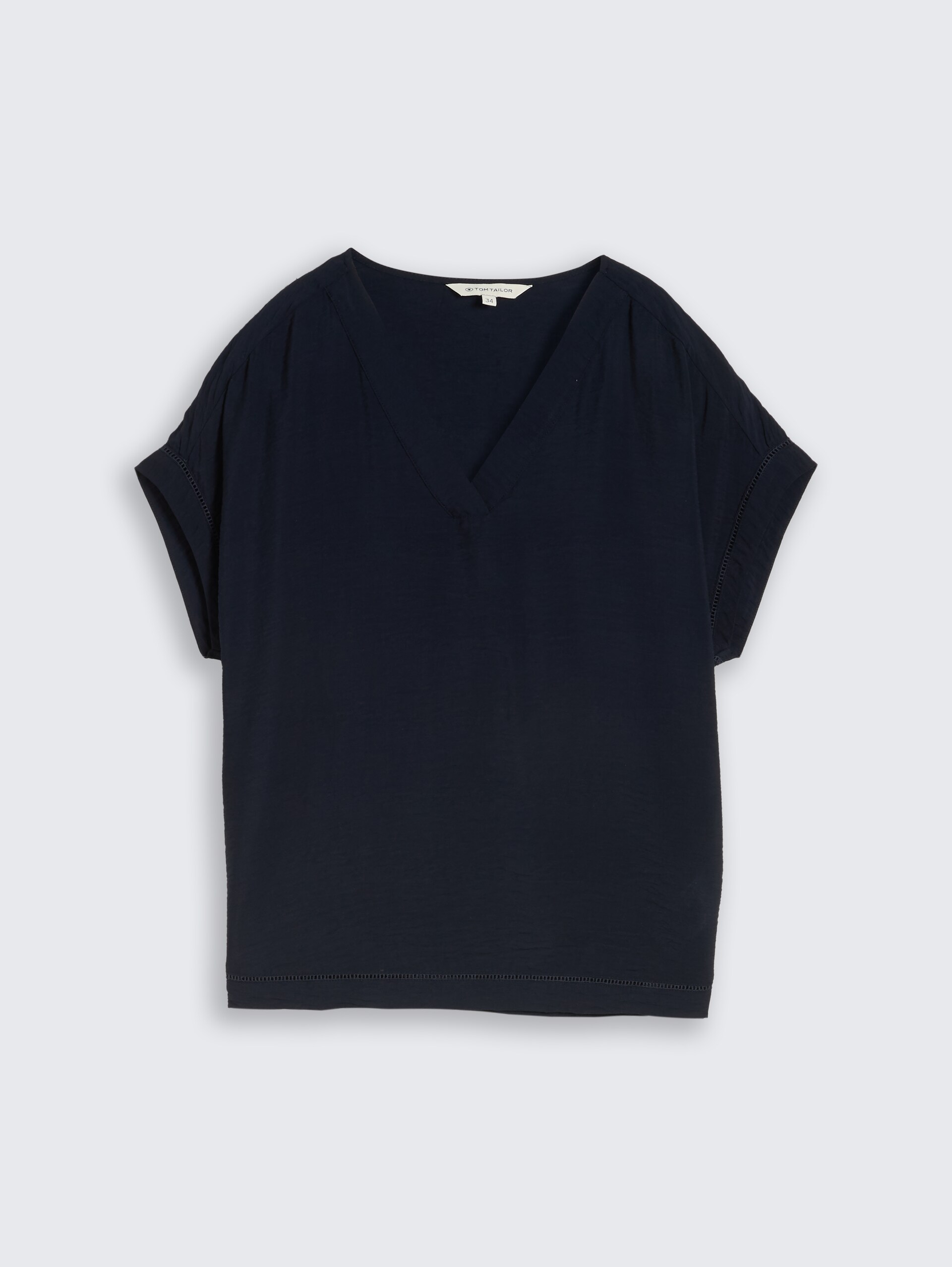 Losvallende blouse met V-hals - sky captain blue - Product vooraanzicht