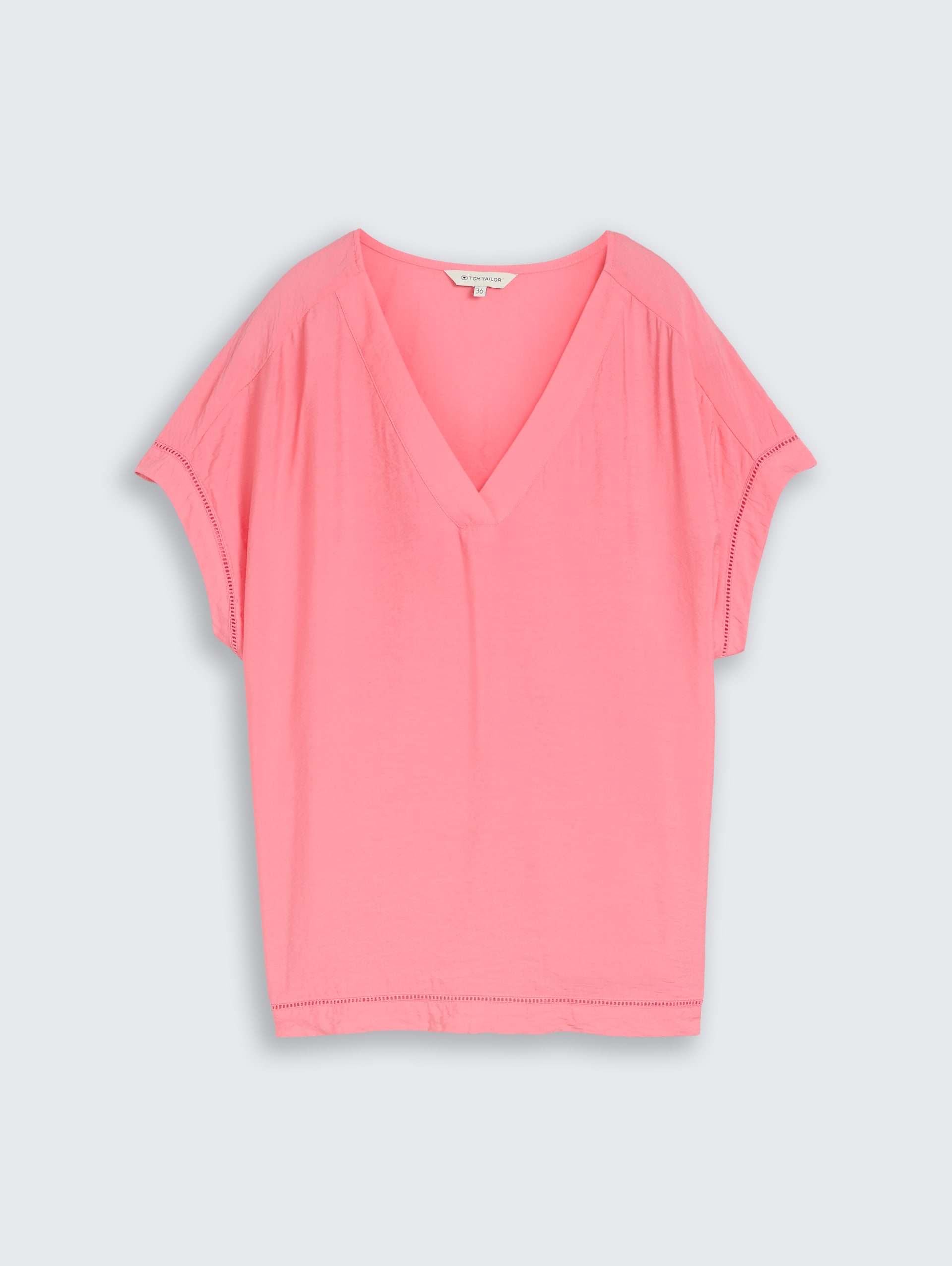 Losvallende blouse met V-hals - soft fuchsia pink - Product vooraanzicht