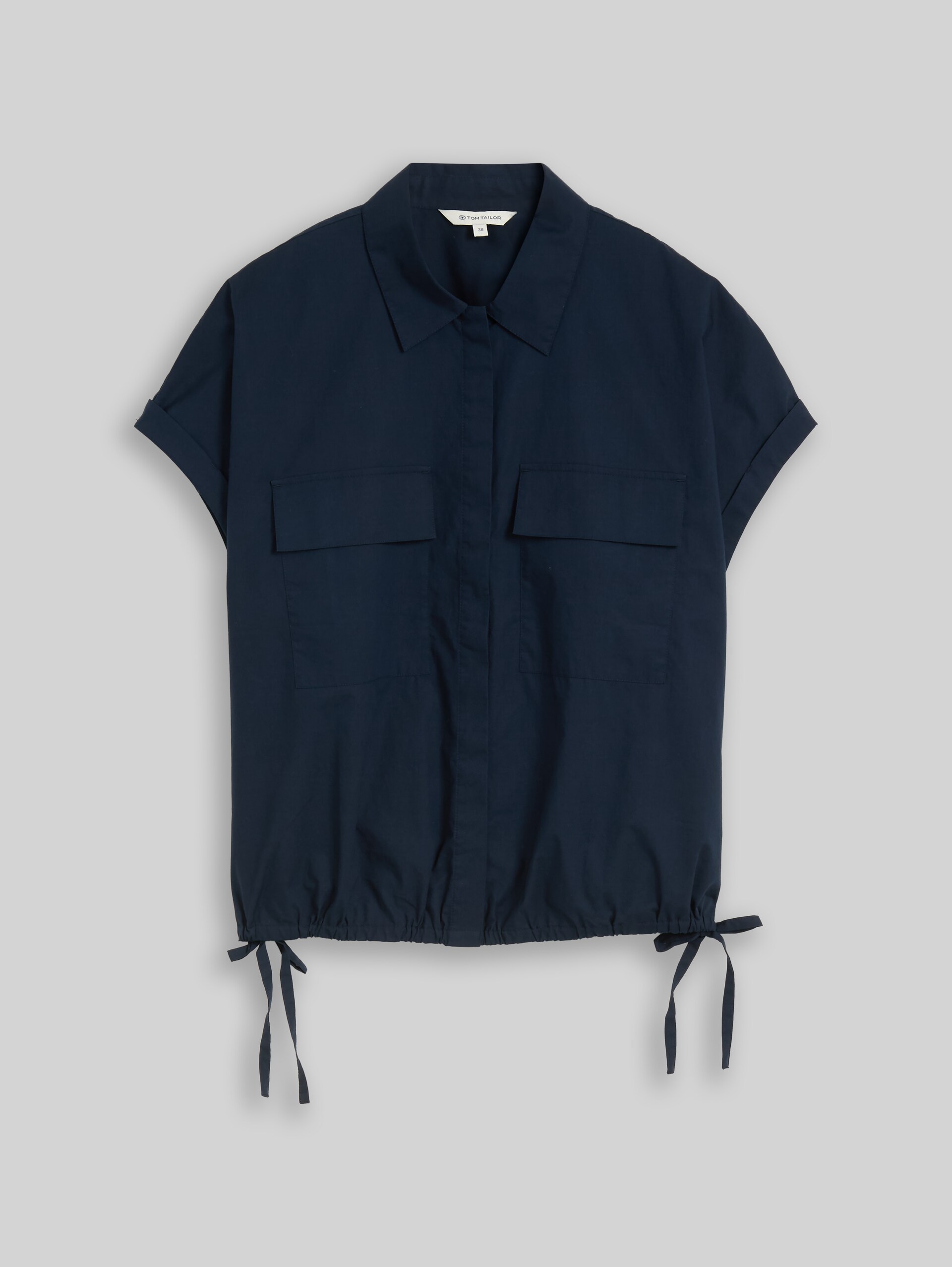 Blouse ample en popeline - sky captain blue - Vue de face du produit