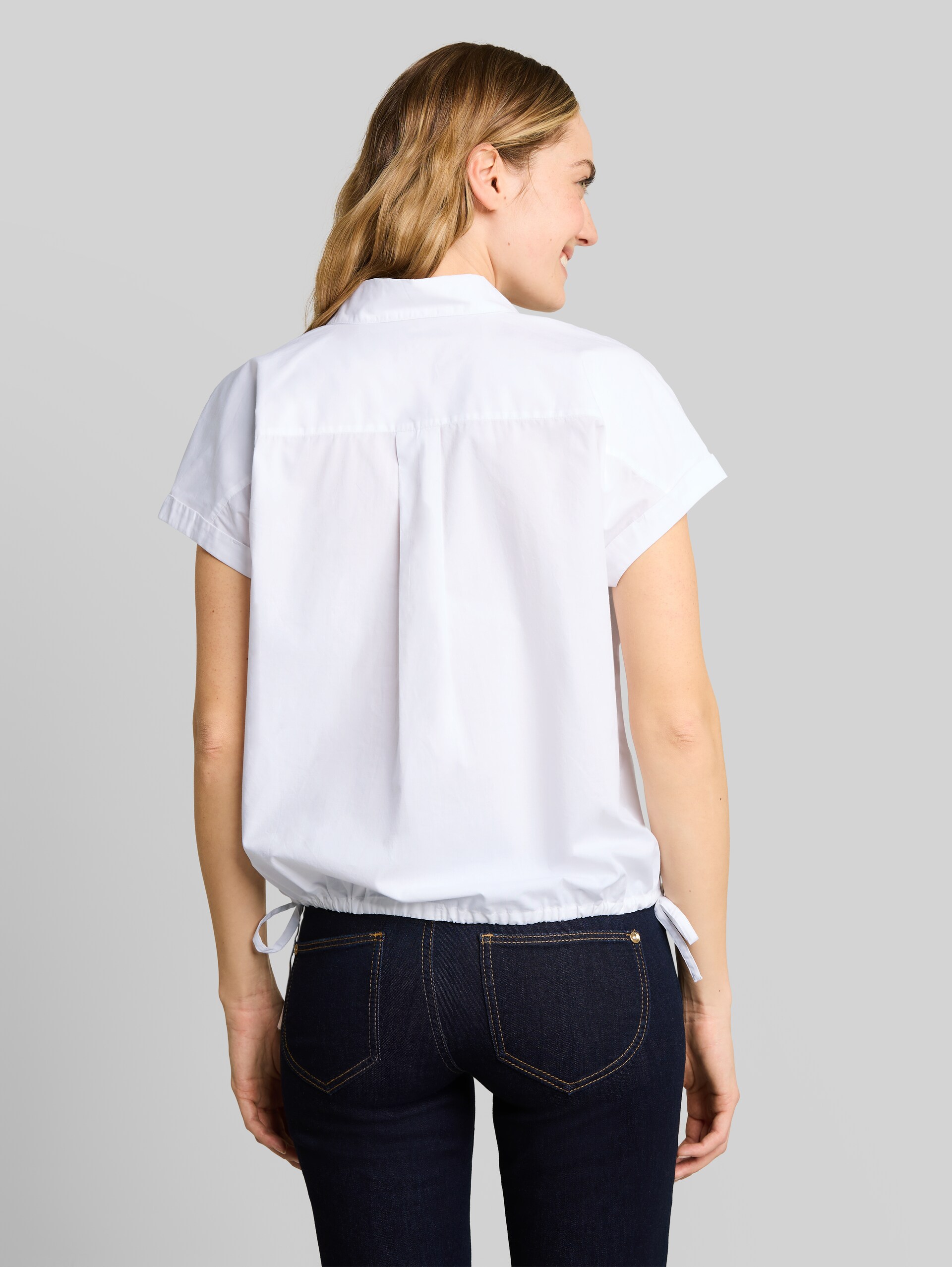 Blouse ample en popeline - White - Découpe Vue arrière du modèle