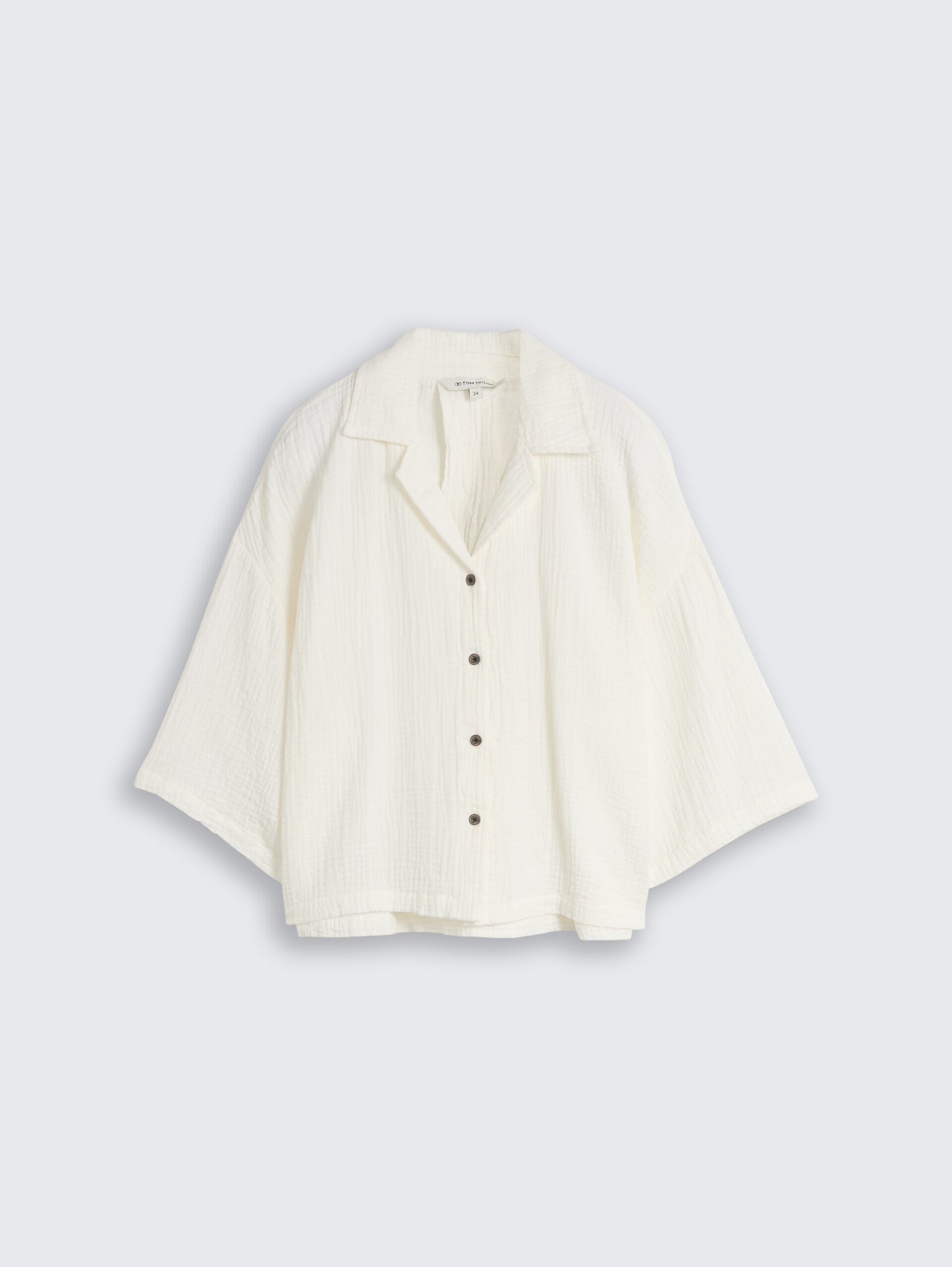 Oversized mousseline blouse van katoen - Whisper White - Product vooraanzicht