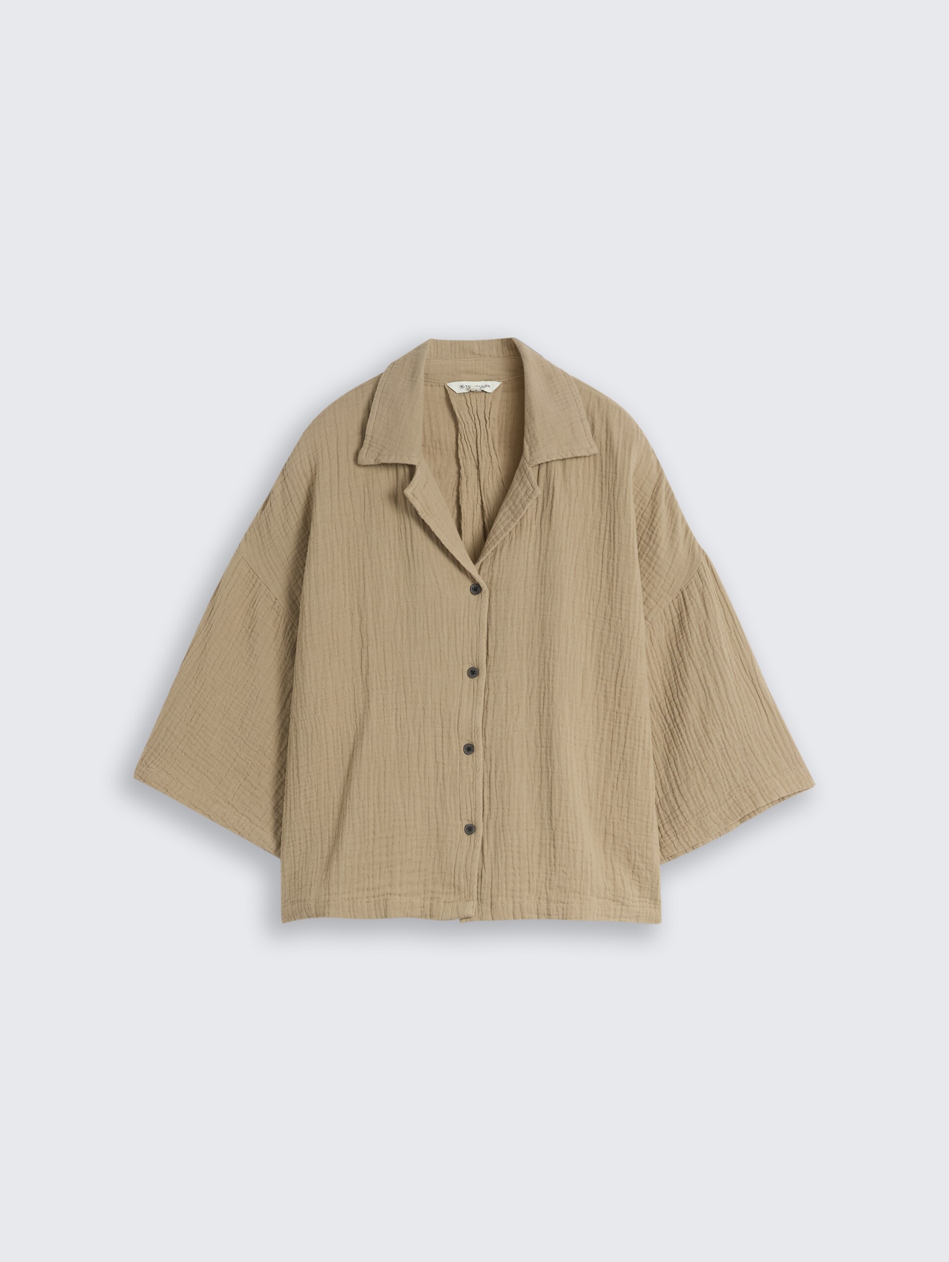 Oversized mousseline blouse van katoen - Silver Olive - Product vooraanzicht