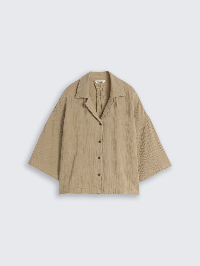 Oversize Musselin Bluse aus Baumwolle von Women, Silver Olive