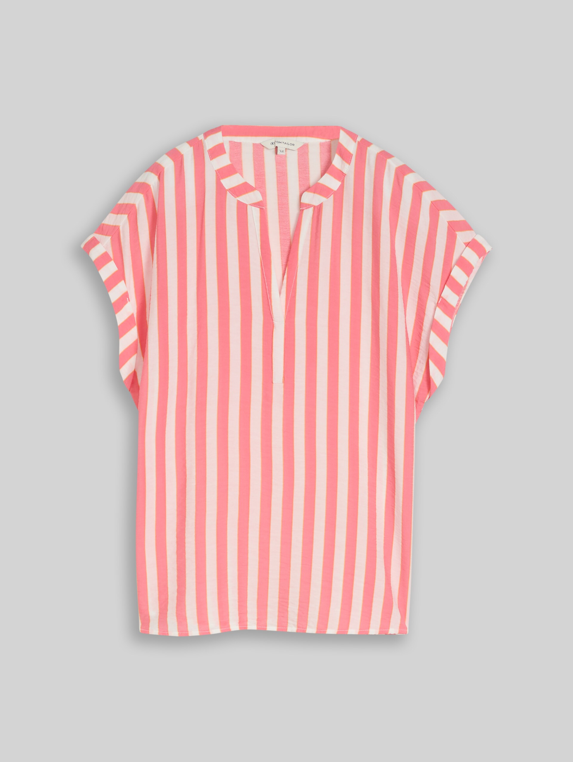 Blouse ample à encolure en V - pink white irregular stripe - Vue de face du produit