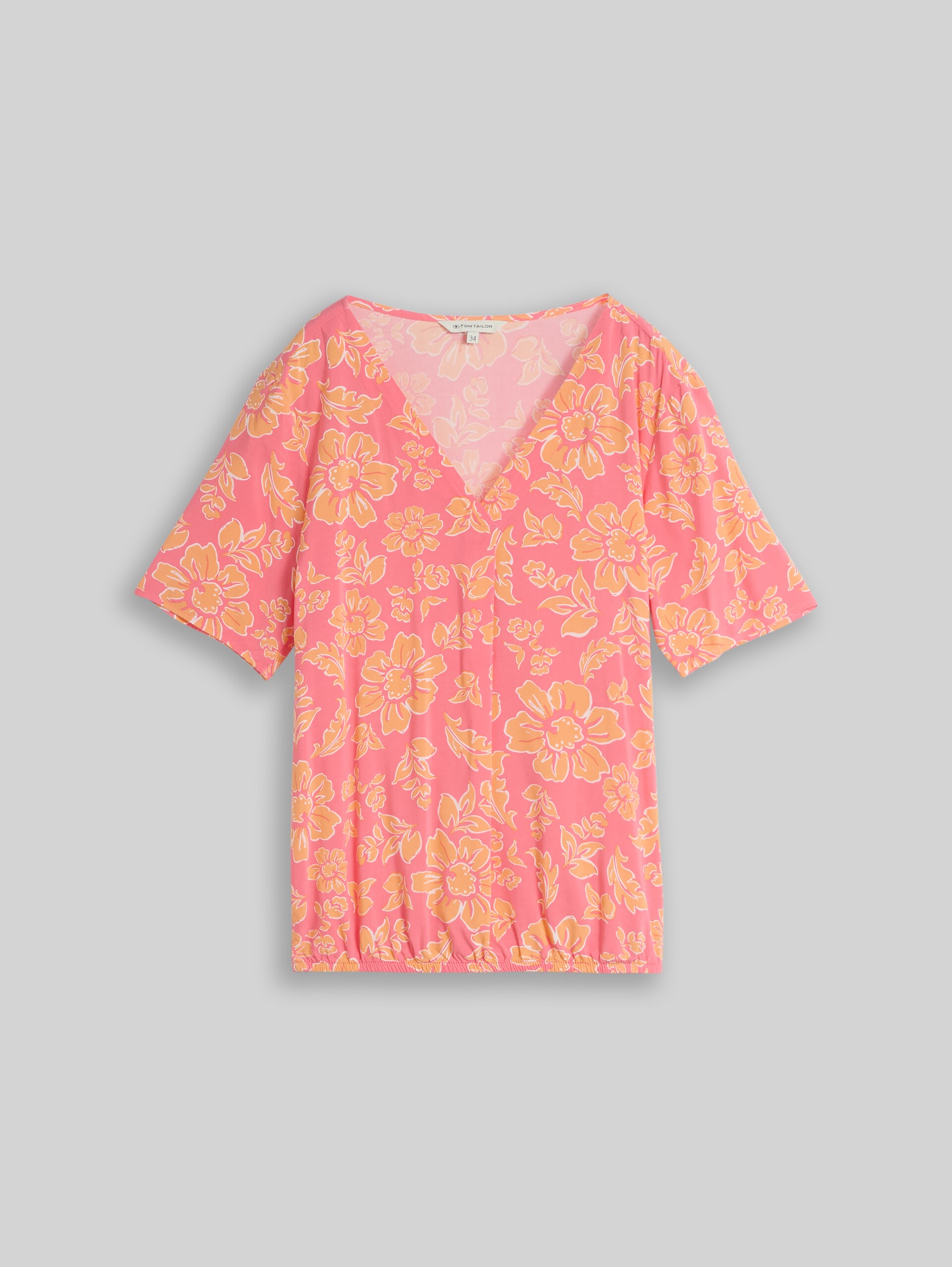 Bluse aus Viskose - pink big flower design - Vorder-Produkt-Ansicht