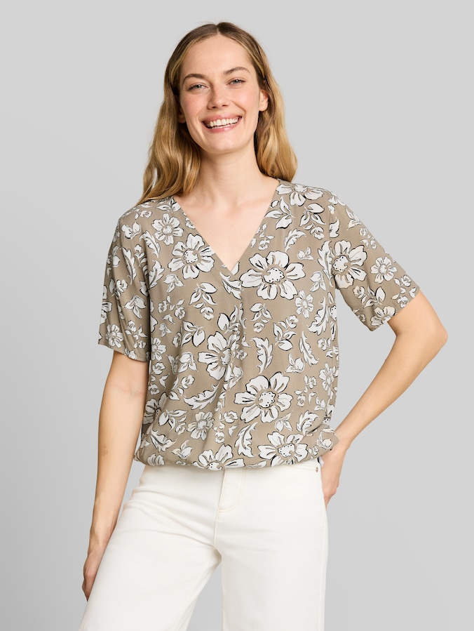 Blouse van viscose door Women, olive big flower design