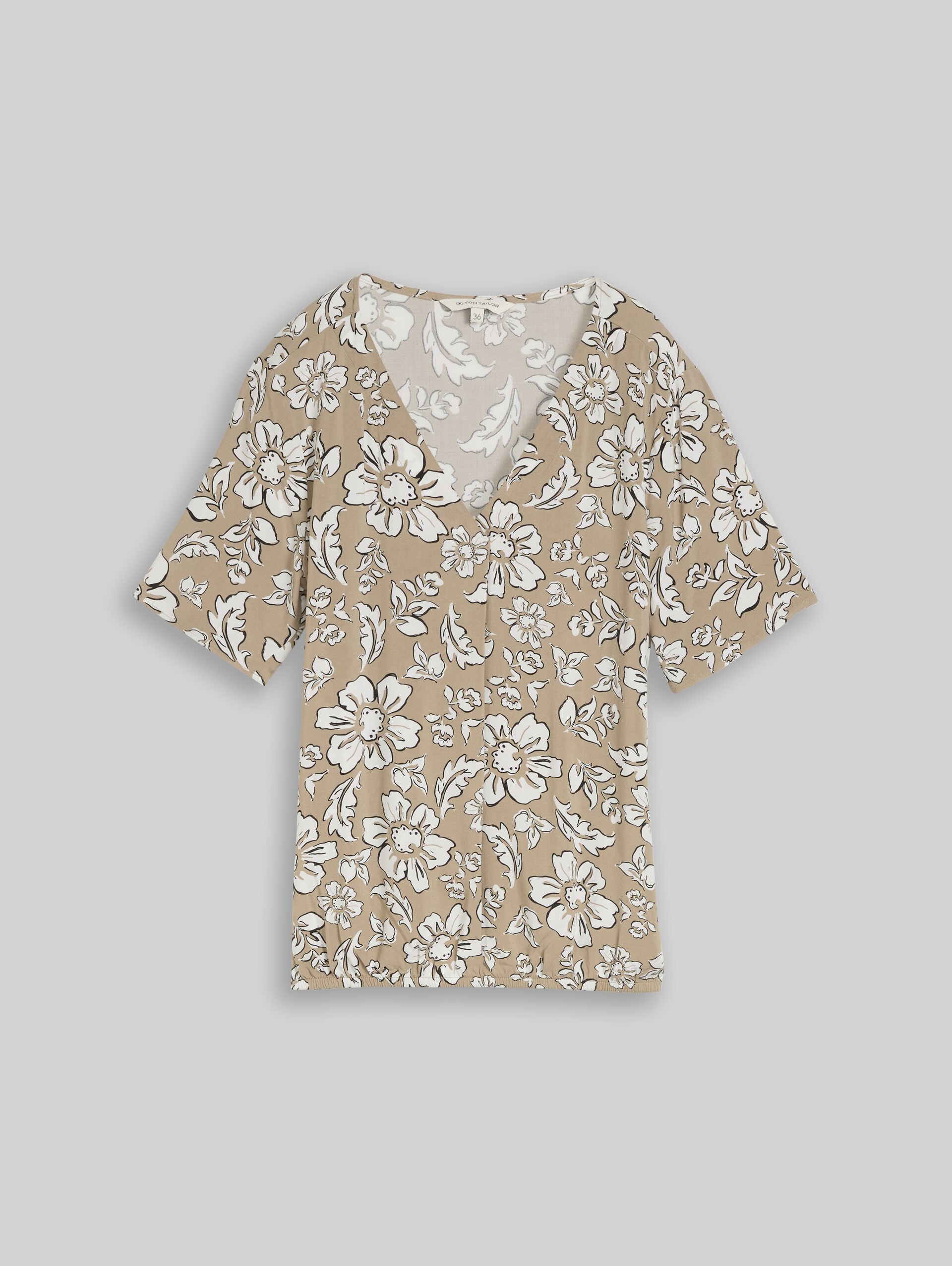 Bluse aus Viskose - olive big flower design - Vorder-Produkt-Ansicht