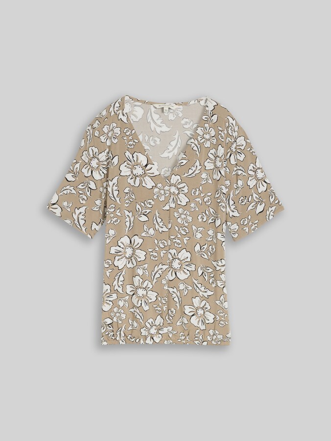 Chemisier en viscose par Women, olive big flower design
