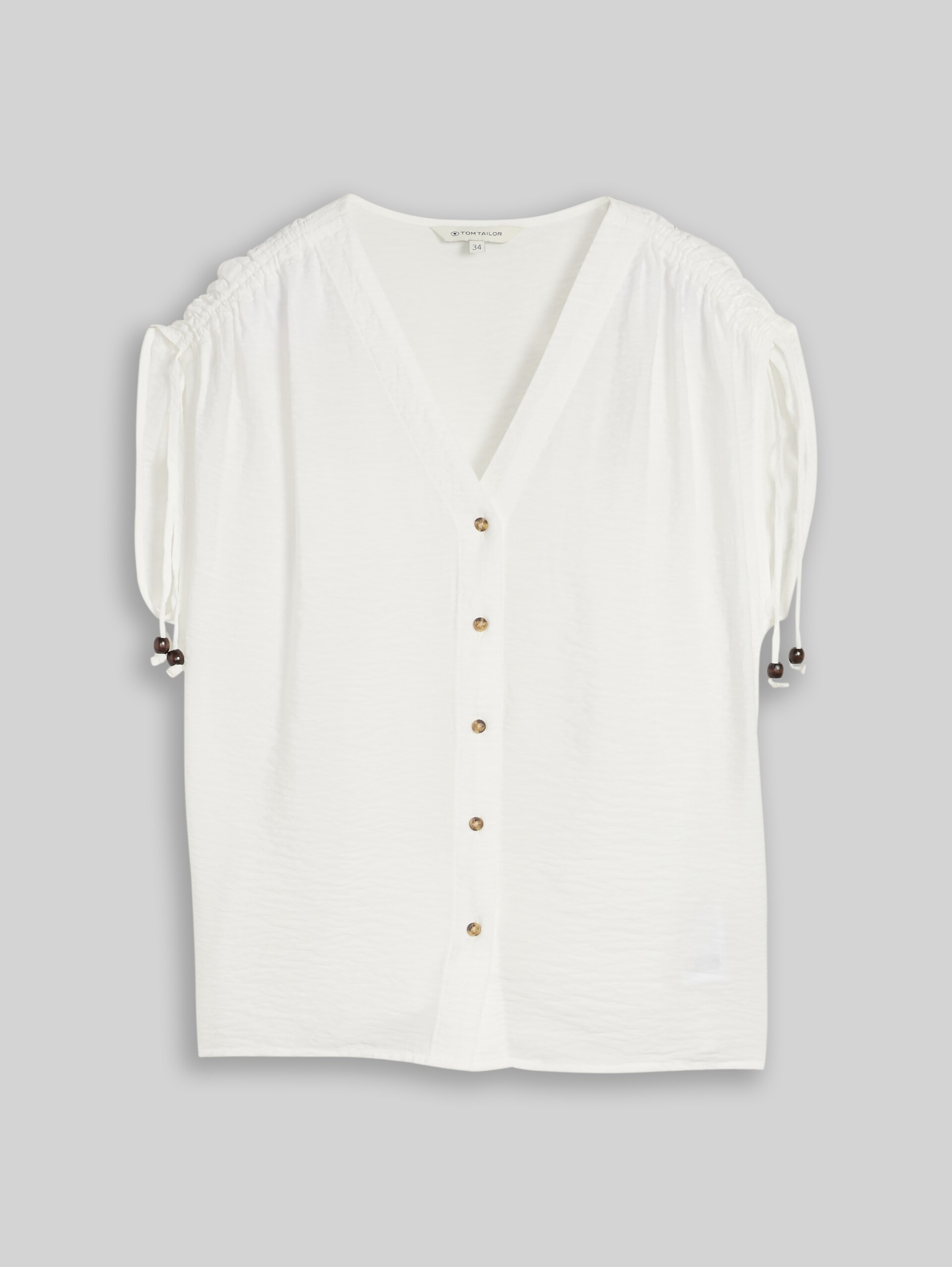 Blusentop mit V-Ausschnitt - Whisper White - Vorder-Produkt-Ansicht