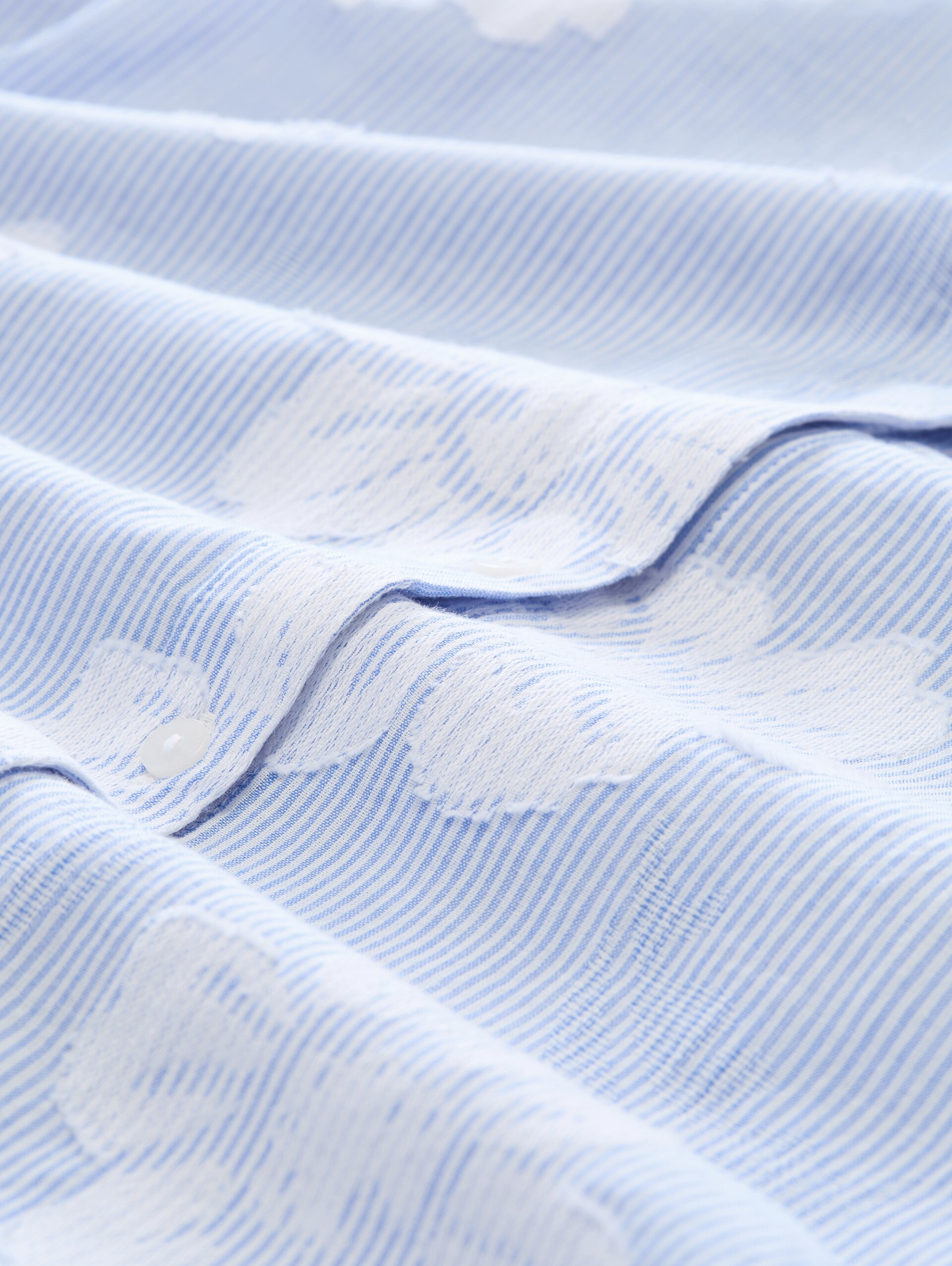 Oversized blouse with floral pattern - blue flower dobby - Material view