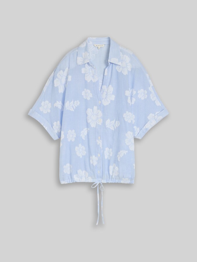 Oversize Bluse mit Blumenmuster von Women, blue flower dobby