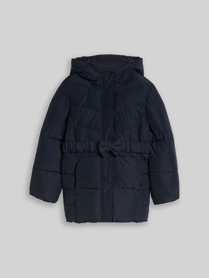 Puffer-Mantel mit Gürtel aus wasserabweisendem Material von Mini Girls, sky captain blue
