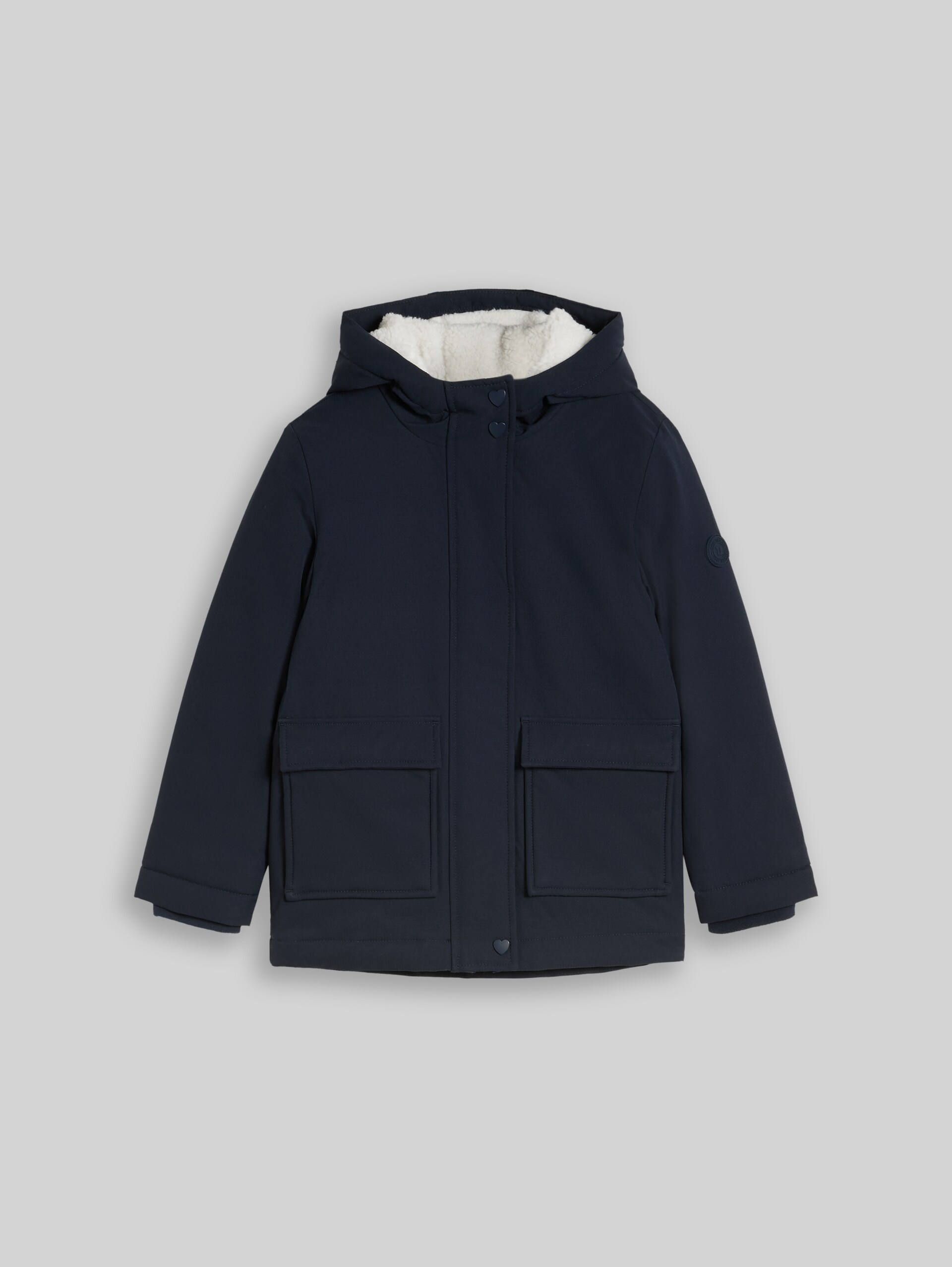 Winter parka with hood - sky captain blue - Front product view