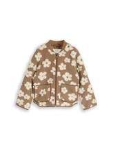 Selected, Teddy bomber jacket with floral pattern by Tom Tailor, brown