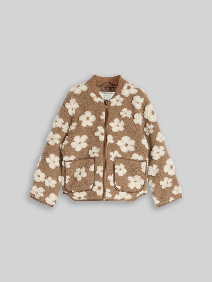 Teddy-bomberjack met bloemenpatroon door Mini Girls, brown teddy flower artwork
