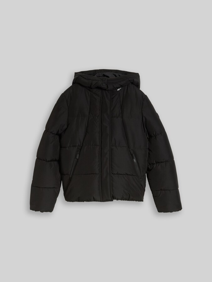 Puffer-Jacke mit abnehmbarer Kapuze von Teen Girls, deep black