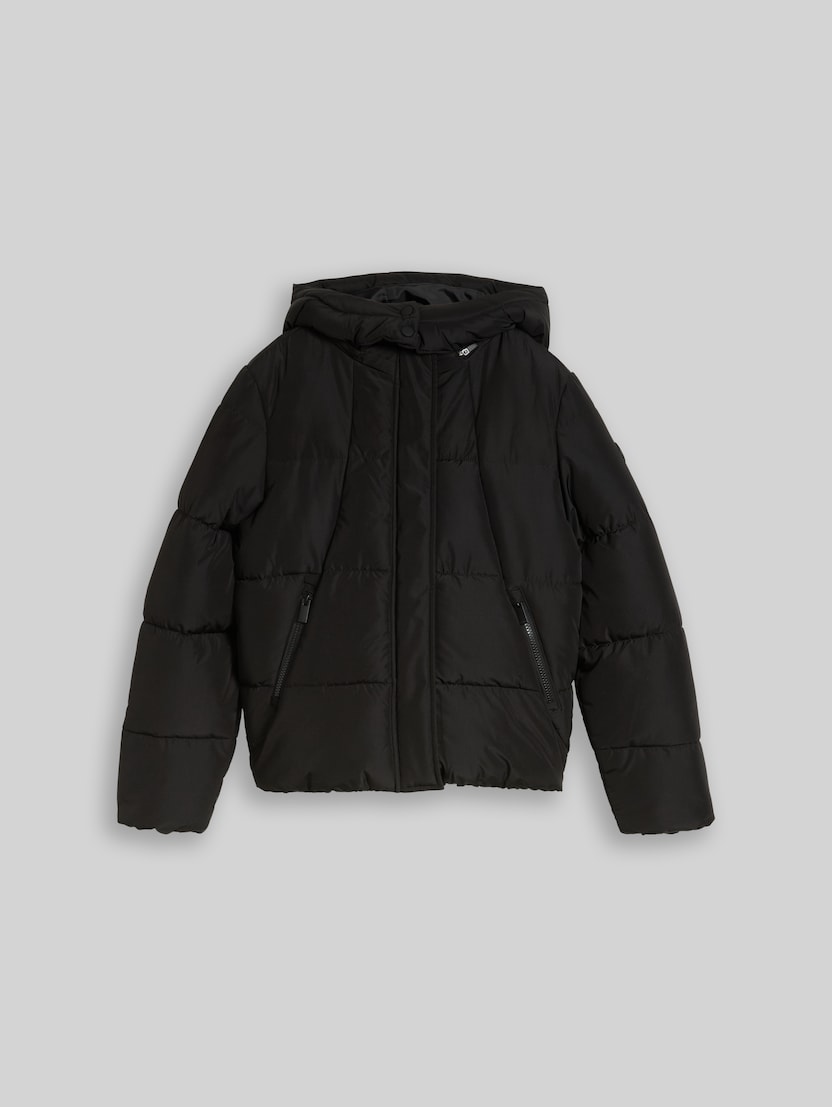 Puffer-Jacke mit abnehmbarer Kapuze von Teen Girls, deep black