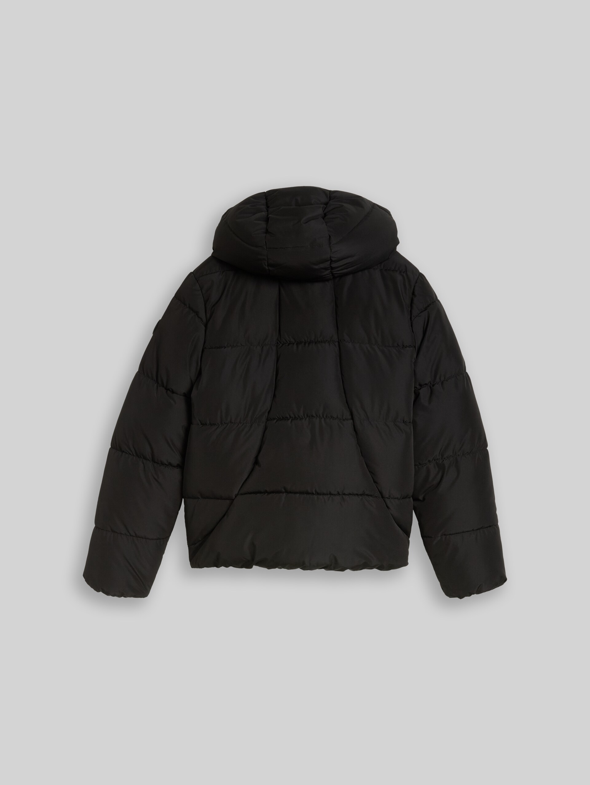 Puffer-Jacke mit abnehmbarer Kapuze - deep black