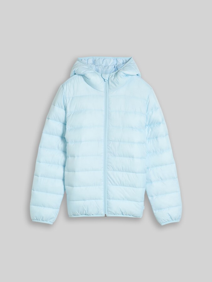 Lightweight quilted jacket with hood by Teen Girls, new breeze blue