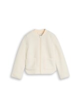 Selected, Teddy bomber jacket by Tom Tailor, white